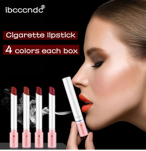 4 pcs/set Cigarette Lipstick Set Long Lasting Lip Glaze Matte Lip Gloss Waterproof Lip Stick Tube Nude Lip Tint Makeup Cosmetics