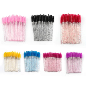 5/50 pcs Crystal  Mascara Wands Eyelash Brush Spoolies for Eye Lash Extension Eyebrow and Makeup Crystal Makeup Tools
