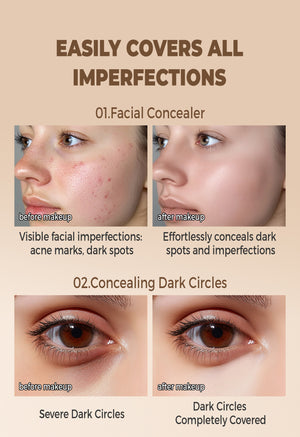 Full Coverage Concealer-waterproof,for Covers Skin Blemishes and Wrinkles and Tattoos,Regulates Skin Tone,Face Concealer Makeup