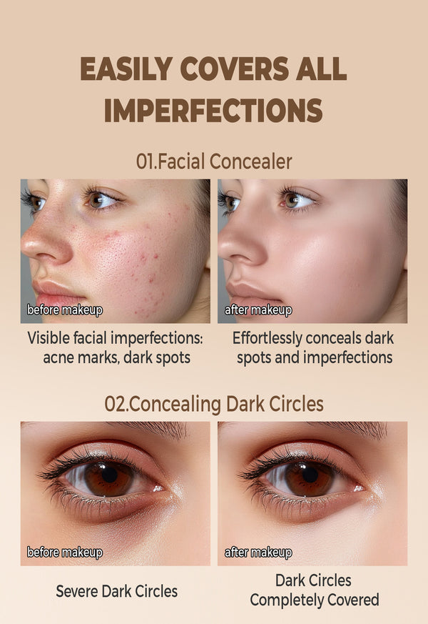 Full Coverage Concealer-waterproof,for Covers Skin Blemishes and Wrinkles and Tattoos,Regulates Skin Tone,Face Concealer Makeup