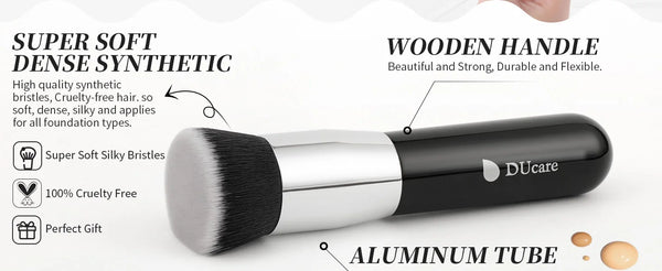 DUcare Foundation Brush Flat Top Kabuki Makeup Brushes Synthetic Hair Liquid Blending Mineral Powder Buffing Stippling Cosmetics