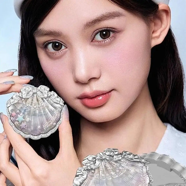 Flower Knows Pearl Shell Shape Velvet Embossed Blush Matte Finish Buildable Blendable Powder Blush For Cheeks For All Skin Tones