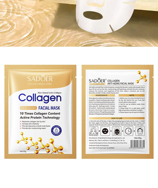 10pcs Collagen Anti-Wrinkle Facial Masks – Anti-Aging & Moisturizing