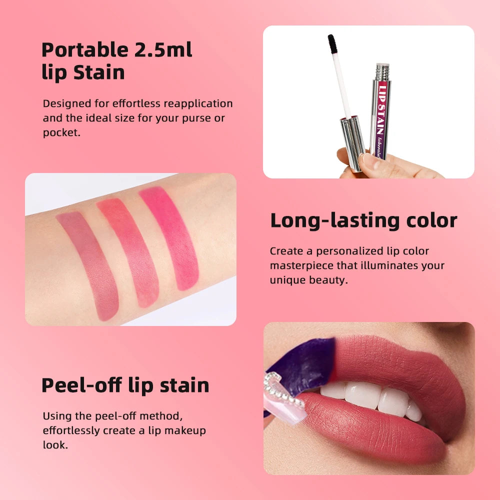 Peel-Off Long-Lasting Waterproof Lip Stain – Pink Tint