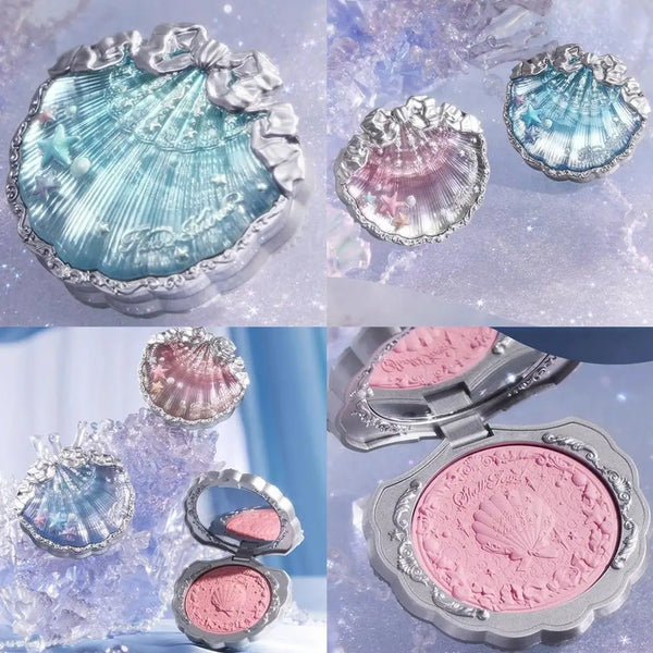 Flower Knows Pearl Shell Shape Velvet Embossed Blush Matte Finish Buildable Blendable Powder Blush For Cheeks For All Skin Tones