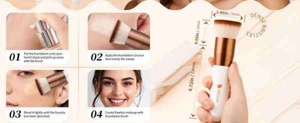 DUcare Foundation Brush Flat Top Kabuki Makeup Brushes Synthetic Hair Liquid Blending Mineral Powder Buffing Stippling Cosmetics
