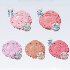 Flower Knows Pearl Shell Shape Velvet Embossed Blush Matte Finish Buildable Blendable Powder Blush For Cheeks For All Skin Tones