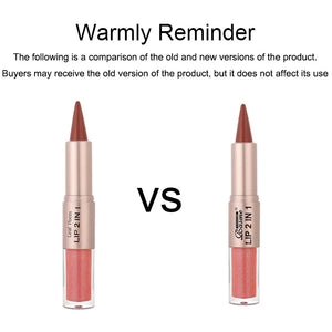 2IN1 Tapered Gradient Lipliner Pen Nude Brown Mirror Glass Lip Gloss Matte Lip Liner Waterproof Lip Contour Non Stick Makeup