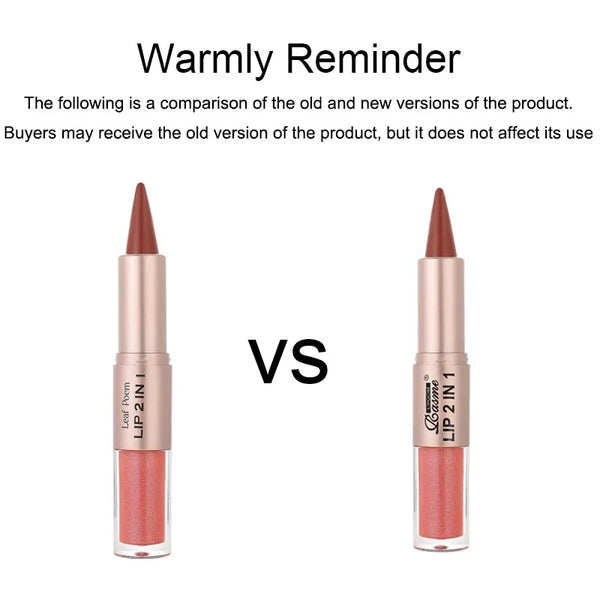 2IN1 Tapered Gradient Lipliner Pen Nude Brown Mirror Glass Lip Gloss Matte Lip Liner Waterproof Lip Contour Non Stick Makeup
