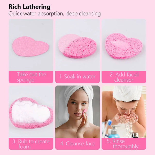 10Pcs Compressed Cellulose Face Sponges – Cleansing & Exfoliating Tools