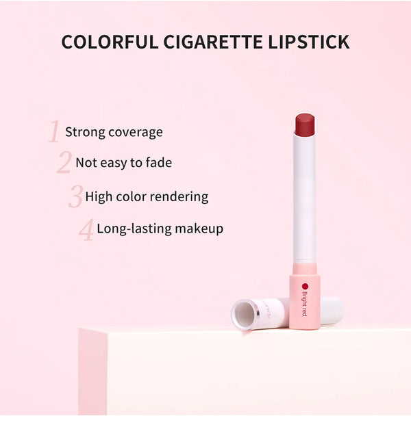 4 pcs/set Cigarette Lipstick Set Long Lasting Lip Glaze Matte Lip Gloss Waterproof Lip Stick Tube Nude Lip Tint Makeup Cosmetics