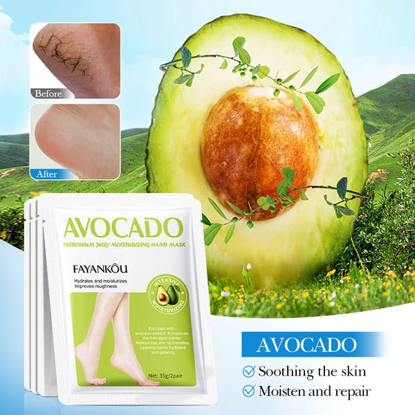 Avocado Foot Exfoliating Mask – Moisturizing Dead Skin Remover (1/3/5 Pairs)