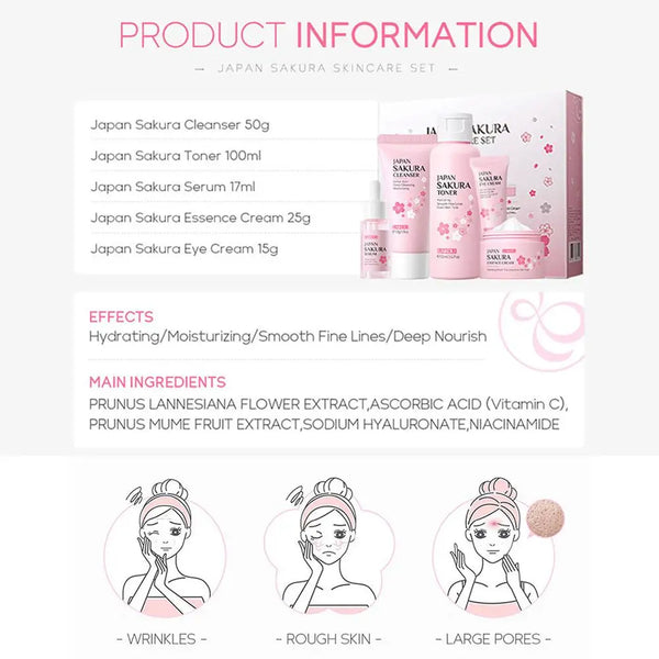 Sakura Skincare Set – Face Cream, Serum, Toner & More