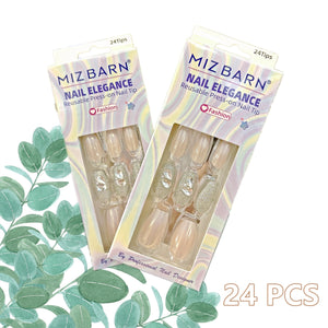 24pcs Fake Nails Press on Reusable with Designs Set  Diamond Short Detachable Finished Fingernails Ballet Wearable Fake Nails