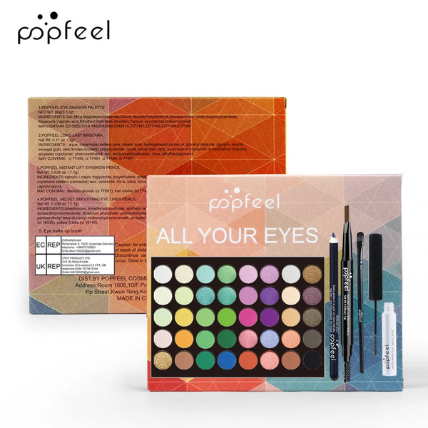 POPFEEL Eye Makeup Set – Eyeshadow, Eyeliner, Mascara & Eyebrow Kit