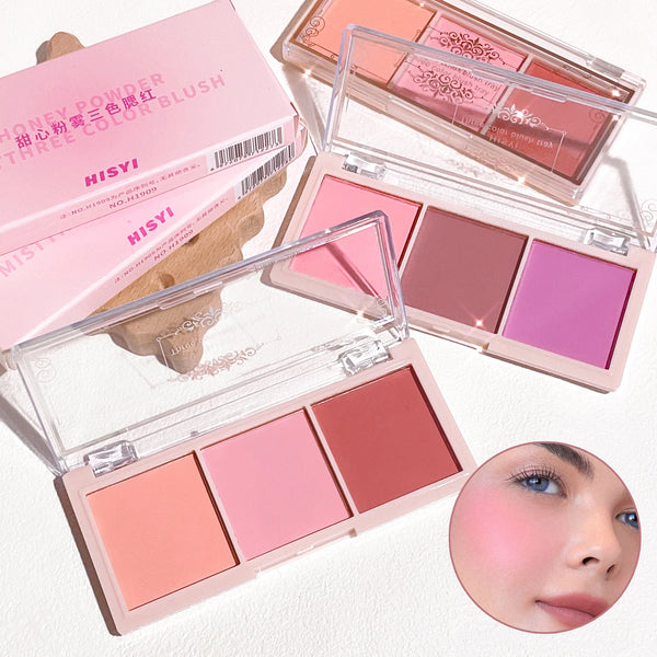 HISYI Three-Color Natural Blush – Matte & Long-Lasting