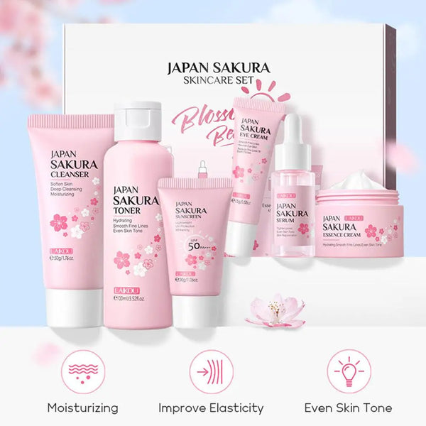 6pcs Sakura Face & Skin Care Set with Gift Box