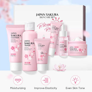6pcs/Set Sakura Skin Care Sets Face Cream Serum Toner Facial Cleanser Sunscreen Eye Cream Face Skin Care Set Product Gift box