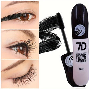 7D Fiber Mascara Ultra Lengthening & Thickening Mascara Brush False Eyelash Effect Waterproof Mascara Black Fiber Mascara