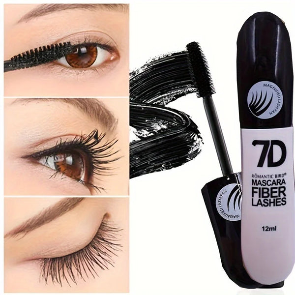 7D Fiber Mascara Ultra Lengthening & Thickening Mascara Brush False Eyelash Effect Waterproof Mascara Black Fiber Mascara