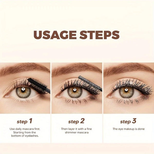 Glitter Sparkling Mascara，Long-Lasting, Effects, Waterproof, Smudge-Proof , crushed diamond mascara pearlescent fine flash