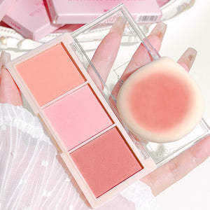 HISYI three-color blush natural color rendering delicate non-flying powder matte rouge holding makeup clear vitality girl blush