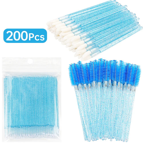 200pcs Eyelash Extension Supplies Kit Disposable Lash Spoolies Brushes Micro Cotton swab Brush Mascara Wand Lipstick Applicator