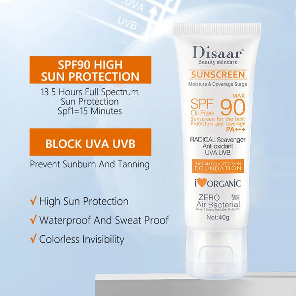 Sunscreen SPF90+ UV Radiation Protection Lsolation Whitening Moisturizing Brightening Face Body Arms Thighs Sunblock Skin Care