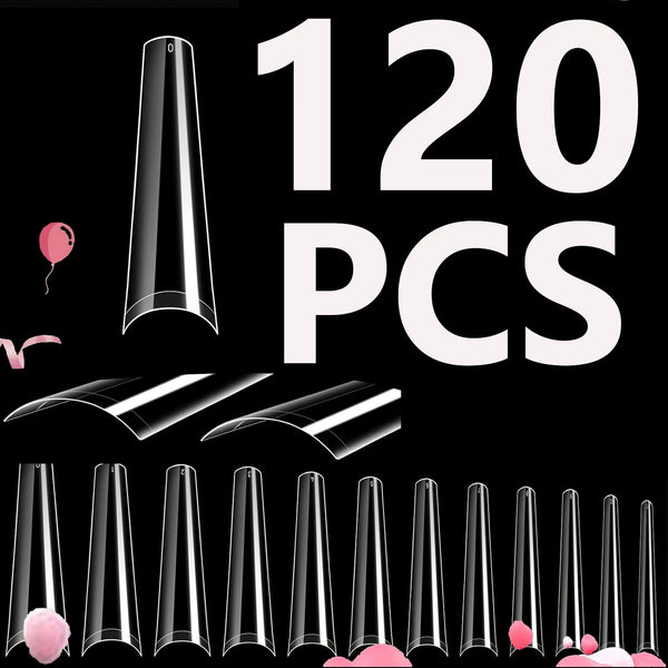 120PCS- Semi-frosted short almond clear fake nails, whitening nail art set with removable fake nails for festivals, parties, dat