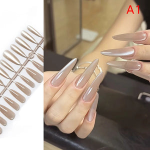 30pcs Short Ballet Fake Nails Press On Fake Nails Tips Without Glue Nail Design Decoration False Nails Manicure