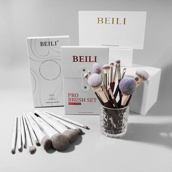 BEILI 12/15-Piece Professional Makeup Brush Set – Vegan & Premium