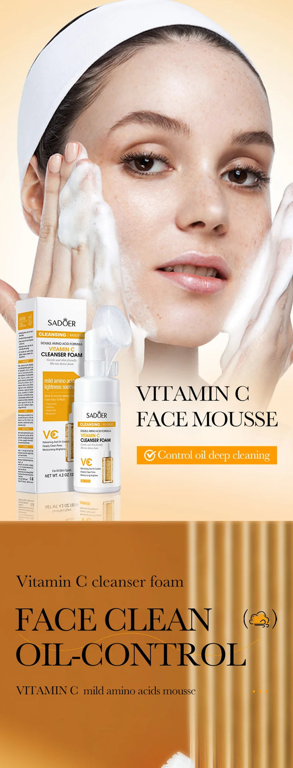 SAODER Q10 Vitamin C Facial Cleanser – Foaming Face Wash