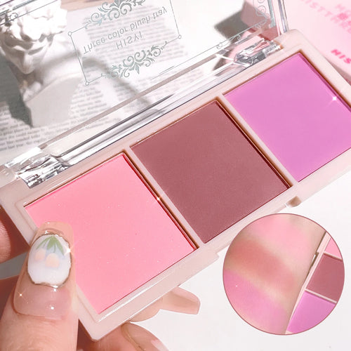HISYI Three-Color Natural Blush – Matte & Long-Lasting