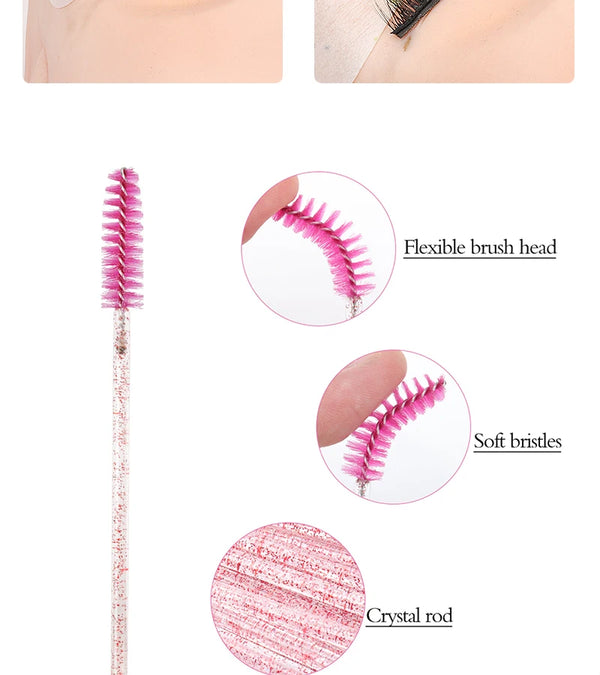 200pcs Eyelash Extension Supplies Kit Disposable Lash Spoolies Brushes Micro Cotton swab Brush Mascara Wand Lipstick Applicator