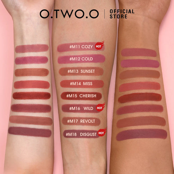 O.TWO.O Matte Lipstick Long Lasting Waterproof Lip Stick Smudge-free Classic Highly Pigmented Velvet Finish Lip Tint Makeup