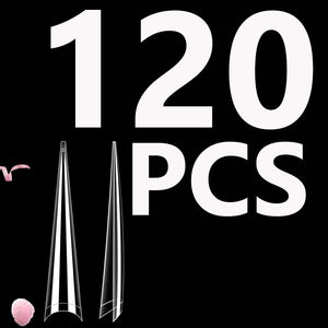 120PCS- Semi-frosted short almond clear fake nails, whitening nail art set with removable fake nails for festivals, parties, dat