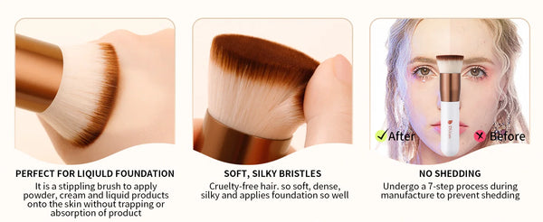 DUcare Foundation Brush Flat Top Kabuki Makeup Brushes Synthetic Hair Liquid Blending Mineral Powder Buffing Stippling Cosmetics