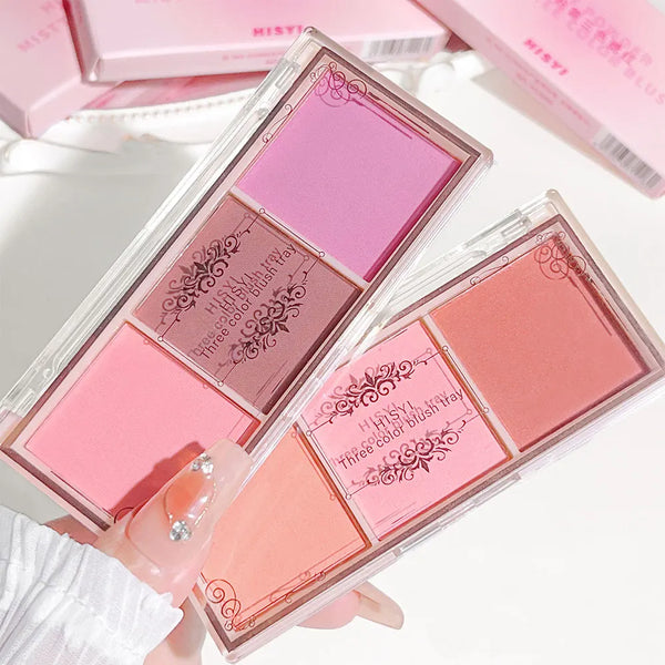 HISYI Three-Color Natural Blush – Matte & Long-Lasting