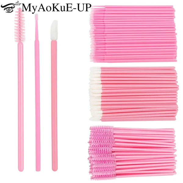 200pcs Eyelash Extension & Makeup Disposable Brushes Kit