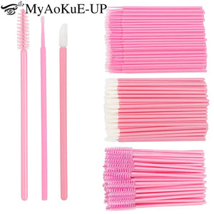 200pcs Eyelash Extension Supplies Kit Disposable Lash Spoolies Brushes Micro Cotton swab Brush Mascara Wand Lipstick Applicator