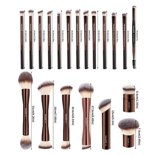 MAANGE 20-Piece Pro Makeup Brush Set – Double-Ended & Multi-Purpose
