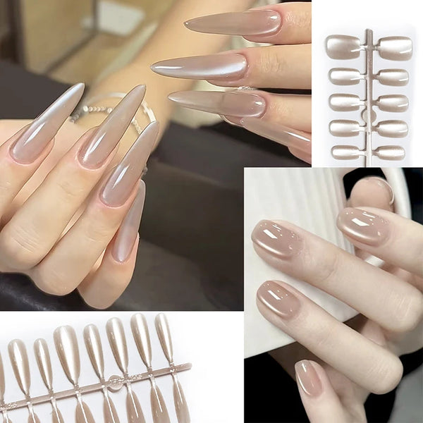 30pcs Short Ballet Fake Nails Press On Fake Nails Tips Without Glue Nail Design Decoration False Nails Manicure