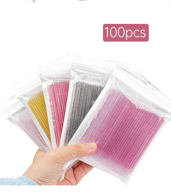 200pcs Eyelash Extension Supplies Kit Disposable Lash Spoolies Brushes Micro Cotton swab Brush Mascara Wand Lipstick Applicator