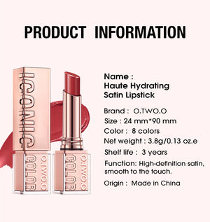 Hydrating Satin Lipstick Long Lasting Moisturizing Nourishing Non Oily Plump Lips Gloss Smooth Formula Glowing Finish