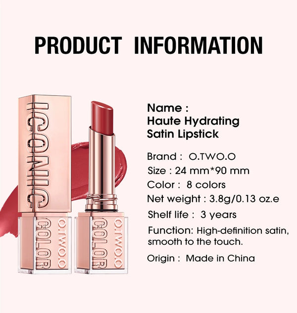 Hydrating Satin Lipstick Long Lasting Moisturizing Nourishing Non Oily Plump Lips Gloss Smooth Formula Glowing Finish