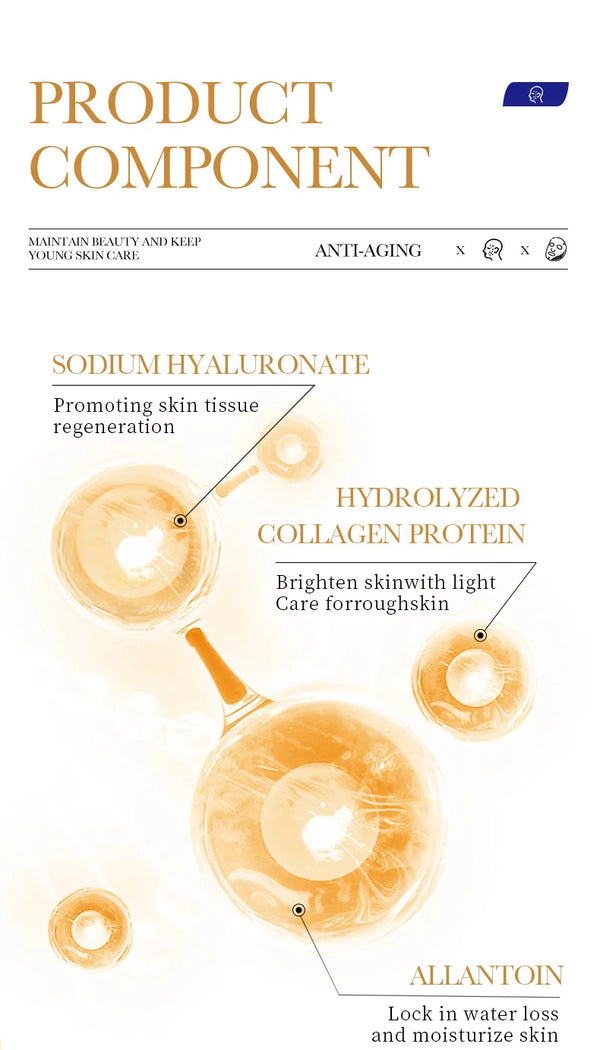 10pcs Collagen Anti-Wrinkle Facial Masks – Anti-Aging & Moisturizing