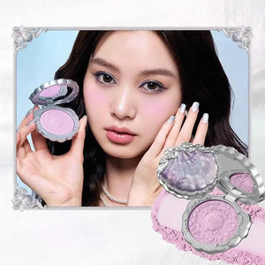 Flower Knows Pearl Shell Shape Velvet Embossed Blush Matte Finish Buildable Blendable Powder Blush For Cheeks For All Skin Tones