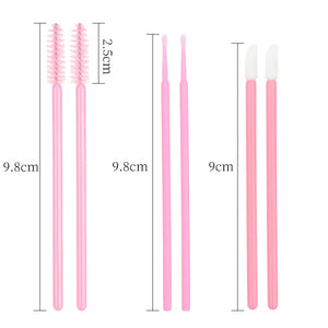 200pcs Eyelash Extension Supplies Kit Disposable Lash Spoolies Brushes Micro Cotton swab Brush Mascara Wand Lipstick Applicator