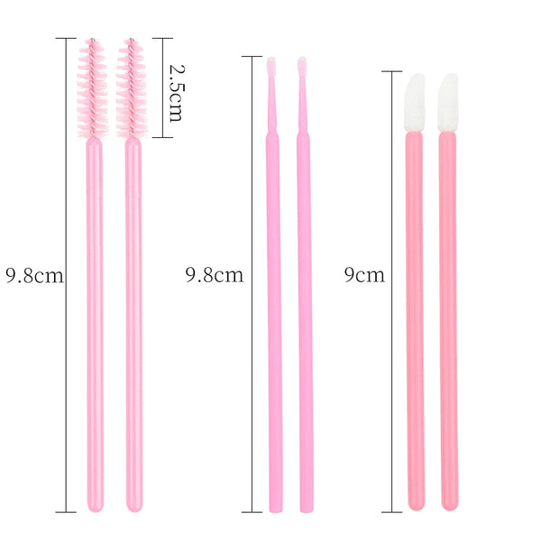200pcs Eyelash Extension Supplies Kit Disposable Lash Spoolies Brushes Micro Cotton swab Brush Mascara Wand Lipstick Applicator