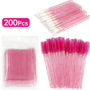 200pcs Eyelash Extension Supplies Kit Disposable Lash Spoolies Brushes Micro Cotton swab Brush Mascara Wand Lipstick Applicator